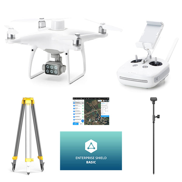 DJI P4 Multispectral Agriculture Drone with D-RTK 2 GNSS Mobile Base Station & Enterprise Shield Basic
